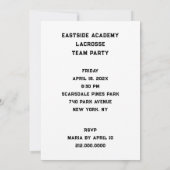Lacrosse Feest Uitnodigingen (Achterkant)