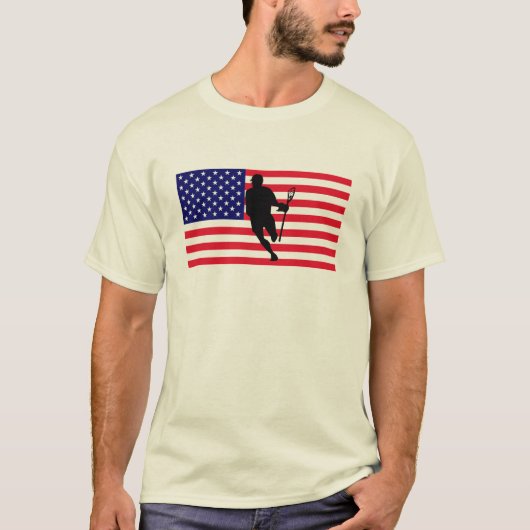 Lacrosse Flag IRock America T-Shirt (Voorkant)