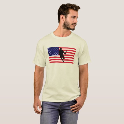 Lacrosse Flag IRock America T-Shirt (Voorkant volledig)