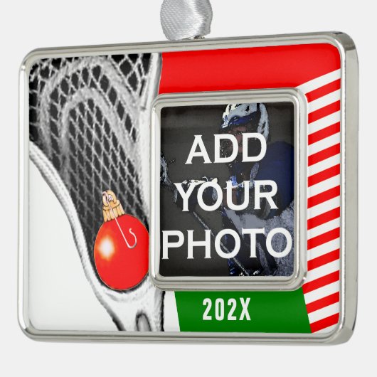 Lacrosse Foto 2025 Verzilverd Omlijst Ornament (Links)
