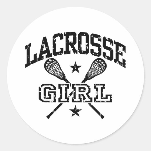 Lacrosse Girl Ronde Sticker (Voorkant)