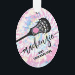 Lacrosse Girls Photo Tie Dye Ornament<br><div class="desc">Het Lacrosse Kerstmis Persoonlijke Ornament van de Foto met een Uniek Meisroze Ontwerp van de Tie van de Tie,  douane-gedrukt met haar naam,  jaar,  en uw eigen tekst voor de teamnaam of de spelerpositie,  en voeg uw eigen foto op de rug toe.</div>