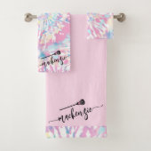 Lacrosse Girls Pink Tie Dye Persoonlijke naam op Bad Handdoek (Insitu)