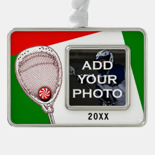 Lacrosse Goalie Christmas Collectible Verzilverd Omlijst Ornament