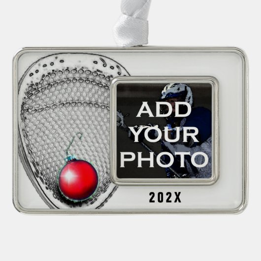 Lacrosse Goalie Collectible Verzilverd Omlijst Ornament (Voorkant)