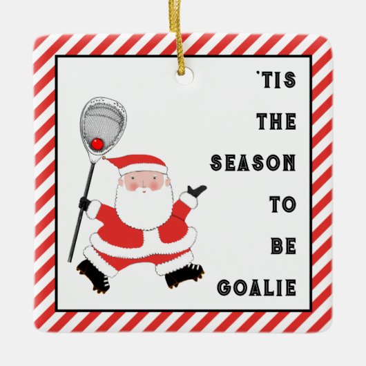 Lacrosse Goalie Holiday Gift Ceramic Ornament (Voorkant)