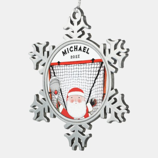 Lacrosse Goalie Holiday Gift Tin Sneeuwvlok Ornament (Rechts)