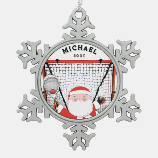 Lacrosse Goalie Holiday Gift Tin Sneeuwvlok Ornament (Voorkant)