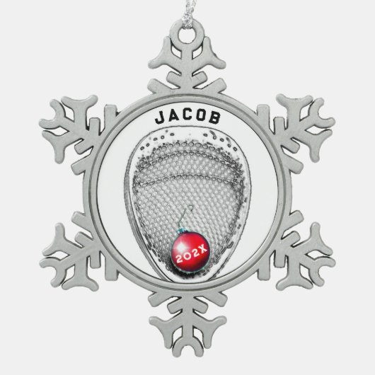 Lacrosse Goalie Holiday Gift Tin Sneeuwvlok Ornament (Voorkant)