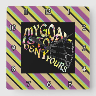 Lacrosse Goalie Mask Typography Clock Vierkante Klok