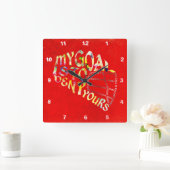 Lacrosse Goalie Mask Word Art Clock Vierkante Klok (Huis)