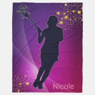 Lacrosse Gold Stars Paarse Fleece Dekbed Deken