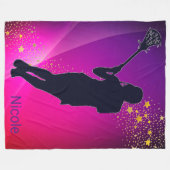 Lacrosse Gold Stars Paarse Roze Fleece Deken (Voorkant (Horizontaal))