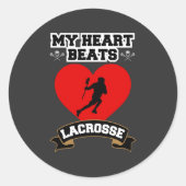 Lacrosse Hart Mannelijke Speler Sport Passie Liefd Ronde Sticker (Voorkant)