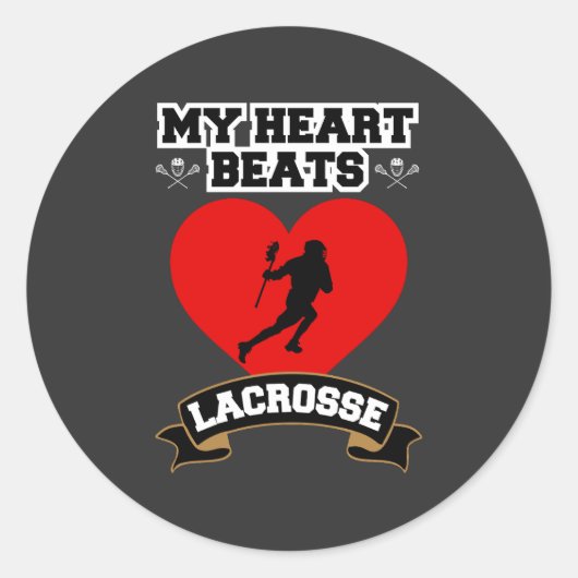 Lacrosse Hart Mannelijke Speler Sport Passie Liefd Ronde Sticker (Voorkant)