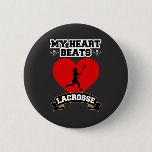 Lacrosse Hart Vrouw Speler Sport Passion Liefde Ronde Button 5,7 Cm