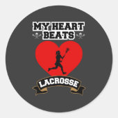Lacrosse Hart Vrouw Speler Sport Passion Liefde Ronde Sticker (Voorkant)