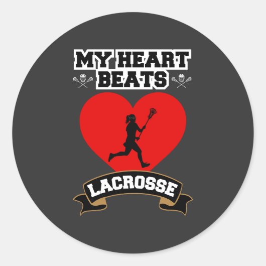 Lacrosse Hart Vrouw Speler Sport Passion Liefde Ronde Sticker (Voorkant)