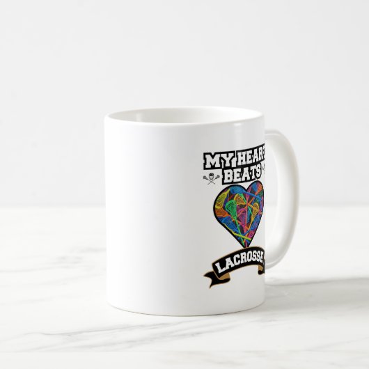 Lacrosse Heart Sticks Passion Sport Love Game Koffiemok (Voorkant rechts)