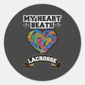 Lacrosse Heart Sticks Passion Sport Love Game Ronde Sticker (Voorkant)