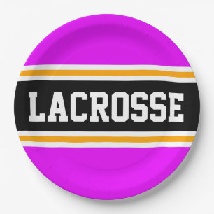 LACROSSE Helder Roze Zwart Geel Racing Stripes Papieren Bordje