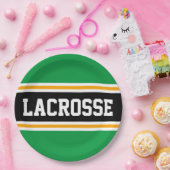 LACROSSE Heldergroen Zwart Geel Racing Stripes Papieren Bordje (Feest)