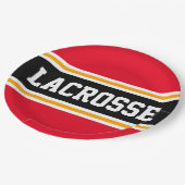 LACROSSE Helderrood Zwart Geel Racing Stripes Papieren Bordje (Gekanteld)