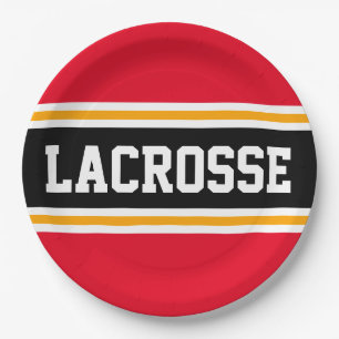 LACROSSE Helderrood Zwart Geel Racing Stripes Papieren Bordje