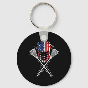 Lacrosse Helm Crossed Sticks America Vlag Gift Sleutelhanger