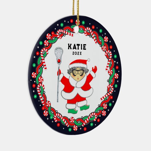 Lacrosse Holiday Gift Ceramic Ornament (Rechts)