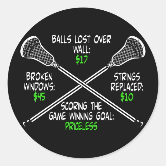Lacrosse Humor onbetaalbaar Ronde Sticker (Voorkant)