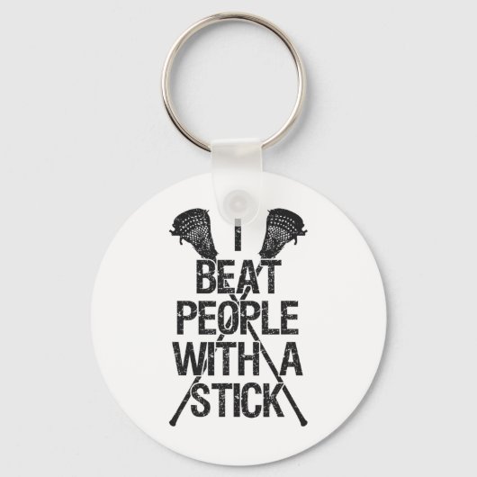 Lacrosse Ik versla mensen met een stok Grappige sp Sleutelhanger (Voorkant)