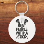 Lacrosse Ik versla mensen met een stok Grappige sp Sleutelhanger (Voorkant)