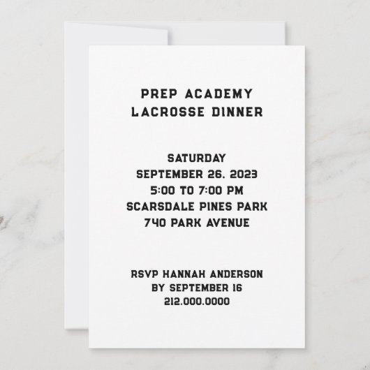 Lacrosse-injecties Kaart (Achterkant)