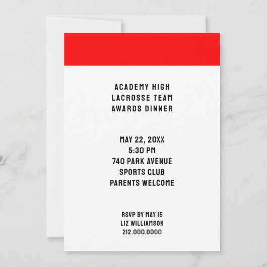 Lacrosse-injecties Kaart (Achterkant)