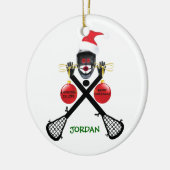 Lacrosse is het kerstleven keramisch ornament (Links)