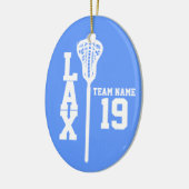 Lacrosse Jersey met foto blauw Keramisch Ornament (Links)