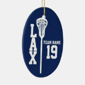 Lacrosse Jersey met foto donkerblauw Keramisch Ornament (Rechts)