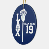 Lacrosse Jersey met foto donkerblauw Keramisch Ornament (Links)