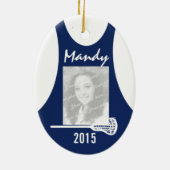 Lacrosse Jersey met foto donkerblauw Keramisch Ornament (Achterkant)