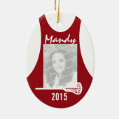 Lacrosse Jersey met foto rood Keramisch Ornament (Achterkant)