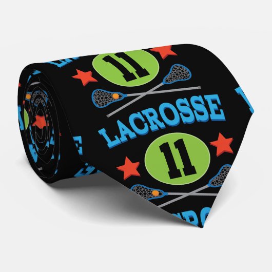 Lacrosse Jersey Nummer 11 Gift Idea Stropdas (Opgerold)