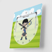 Lacrosse jongen vierkante klok (Hoek)