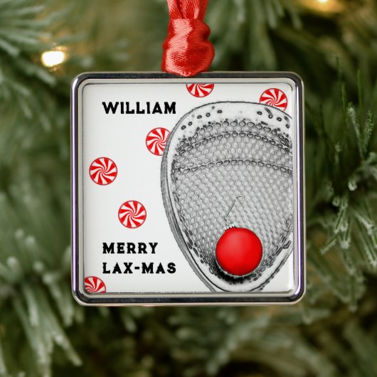 Lacrosse Keeper Kerstmis Metalen Ornament (Boom)