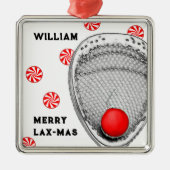 Lacrosse Keeper Kerstmis Metalen Ornament (Voorkant)
