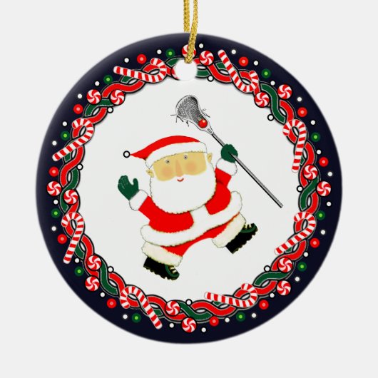 Lacrosse keramische kerst ornament cadeau (Voorkant)