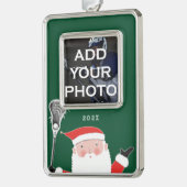 Lacrosse Kerst Foto Verzilverd Omlijst Ornament (Links)