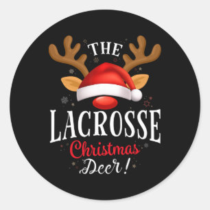 Lacrosse Kerst Herten PJS Xmas Familie Matching Ronde Sticker