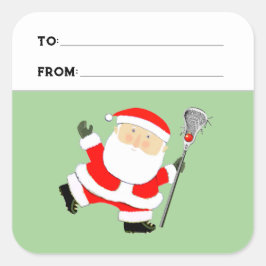 Lacrosse Kerstcadeau Tags Vierkante Sticker