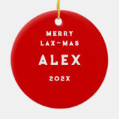 Lacrosse kerstcadeaus keramisch ornament (Achterkant)